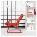 POÄNG Armchair frame with low back, red stained