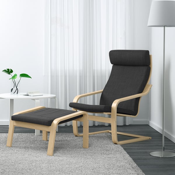 POÄNG Footstool, birch veneer/Hillared anthracite
