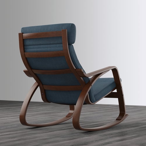 POÄNG rockingchair, brown/Hillared dark blue IKEA