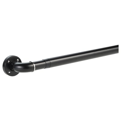 PRAKTSTENÖRT Curtain rod set, black, 120-210 cm 28 mm