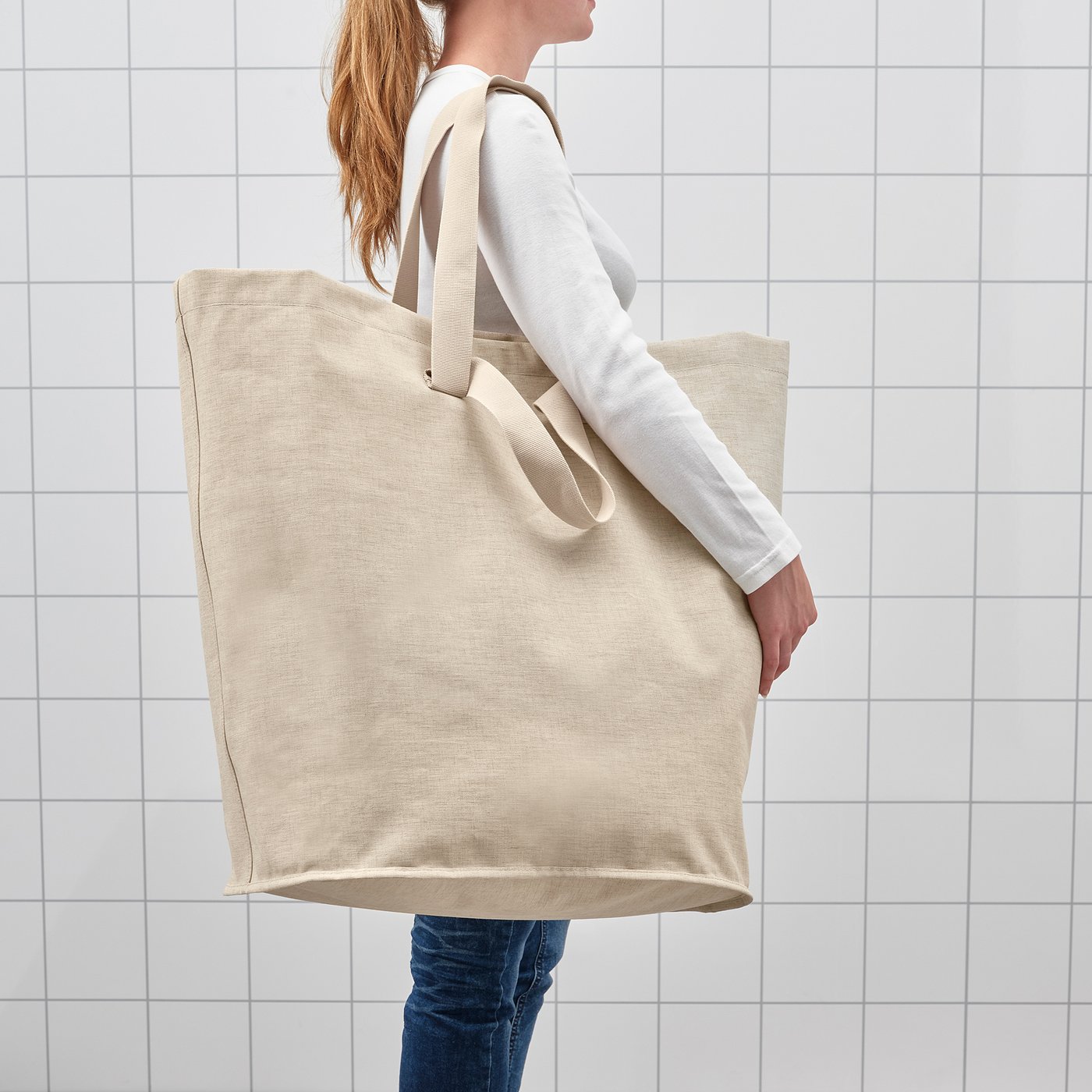 PURRPINGLA Laundry bag, beige, 100 l - IKEA