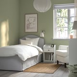 RAMNEFJÄLL Upholstered bed frame, Klovsta grey/white, 90x200 cm