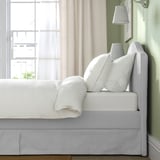 RAMNEFJÄLL Upholstered bed frame, Klovsta grey/white, 90x200 cm