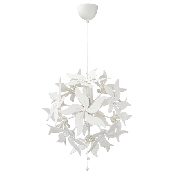 RAMSELE Pendant lamp, flower/white, 43 cm