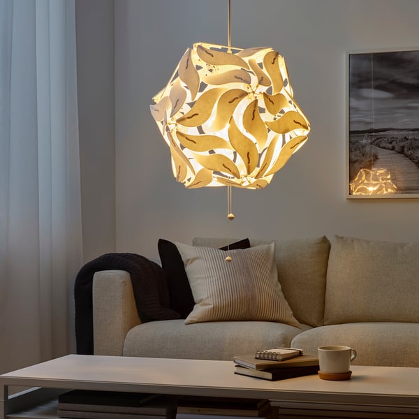 RAMSELE Pendant lamp, flower/white, 43 cm