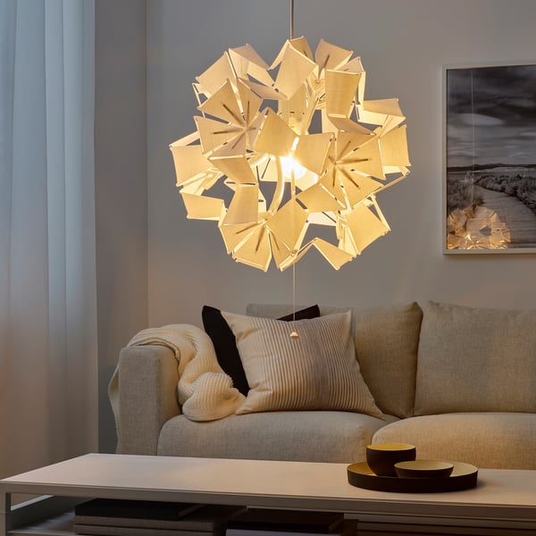 RAMSELE Pendant lamp, geometric/white, 43 cm