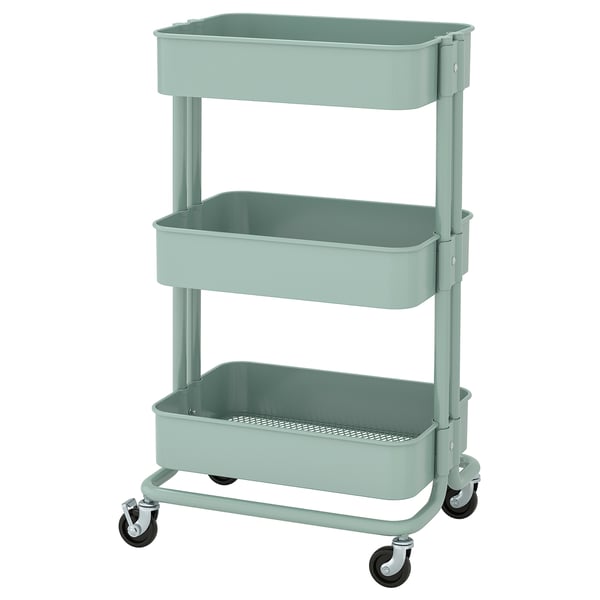 RÅSKOG Trolley, light turquoise, 35x45x77 cm