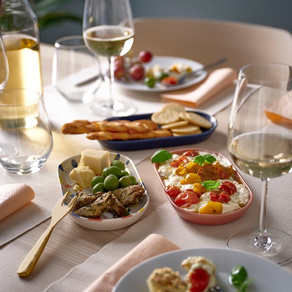 RÖDSNULTRA Serving plate, mixed patterns, 20x11 cm