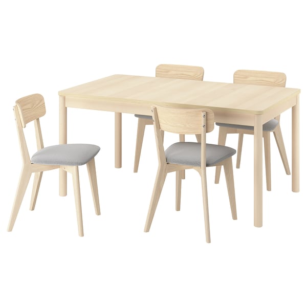 RÖNNINGE / LISABO Table and 4 chairs, birch/Tallmyra white/black white, 155/210 cm