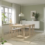 RÖNNINGE / LISABO Table and 4 chairs, birch/Tallmyra white/black white, 155/210 cm