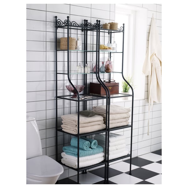 RÖNNSKÄR Shelving unit, black, 42x176 cm IKEA