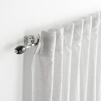 RÖNNSUMAK Curtain rod set, silver-colour, 120-210 cm 19 mm