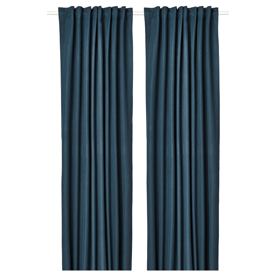 ROSENMANDEL room darkening curtains, 1 pair, dark blue, 135x300 cm IKEA