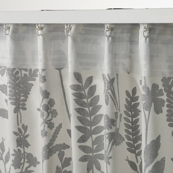 ROTVECKLARE Curtains, 1 pair, white/anthracite, 145x300 cm