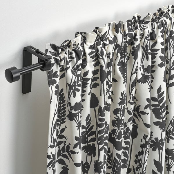ROTVECKLARE Curtains, 1 pair, white/anthracite, 145x300 cm