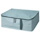 SÄCKKÄRRA: light blue storage box with zip, light grey accents, rectangular.