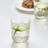 SÄLLSKAPLIG Glass, clear glass/patterned, 27 cl