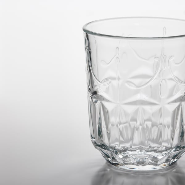 SÄLLSKAPLIG Glass, clear glass/patterned, 27 cl
