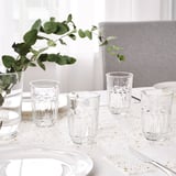 SÄLLSKAPLIG Glass, clear glass/patterned, 39 cl