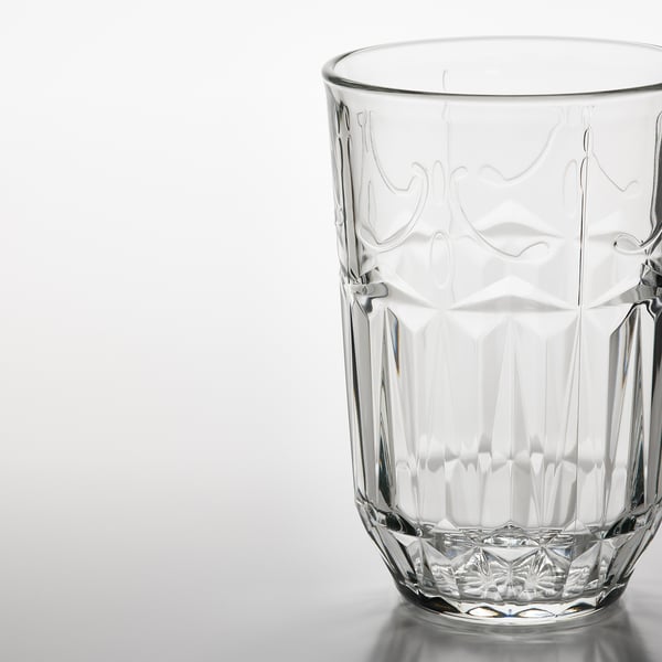 SÄLLSKAPLIG Glass, clear glass/patterned, 39 cl