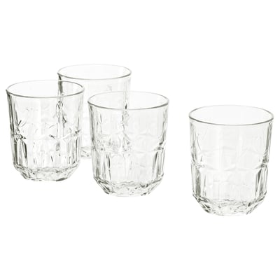SÄLLSKAPLIG Glass, clear glass/patterned, 27 cl