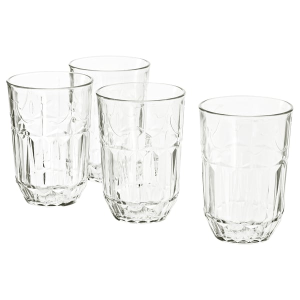 SÄLLSKAPLIG Glass, clear glass/patterned, 39 cl