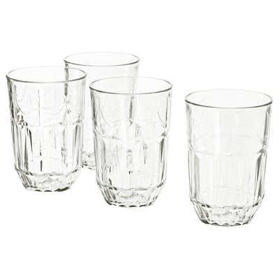 SÄLLSKAPLIG Glass, clear glass/patterned, 39 cl