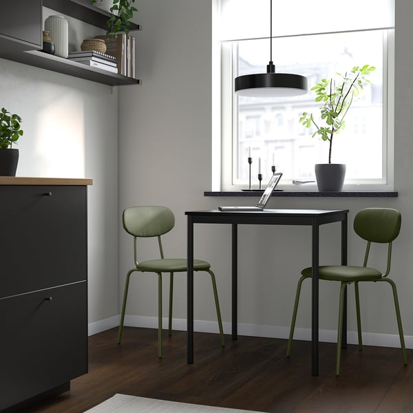 SANDSBERG / ÖSTANÖ Table and 2 chairs, black black/Remmarn deep green, 67 cm