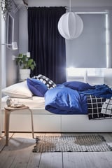 SANELA Room darkening curtains, 1 pair, dark blue, 140x300 cm