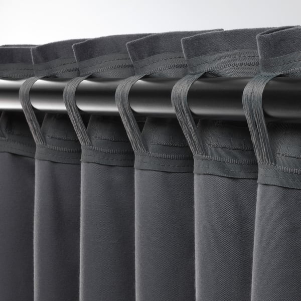 SANELA Room darkening curtains, 1 pair, dark grey, 140x300 cm