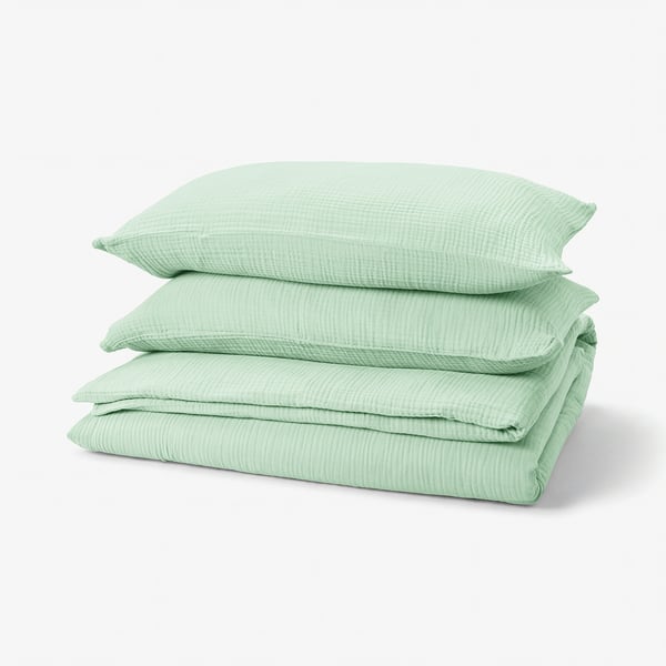 SCHERSMIN Duvet cover and 2 pillowcases, pale green, 240x220/50x80 cm