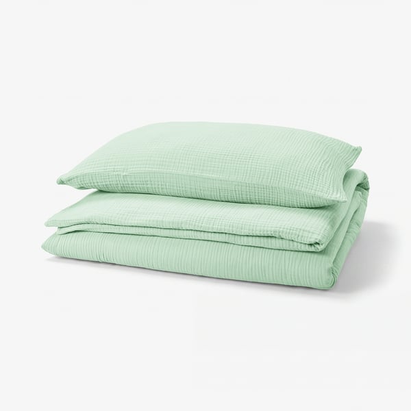 SCHERSMIN Duvet cover and pillowcase, pale green, 150x200/50x80 cm