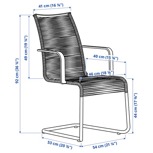 Illustration with measurements for the product: SEGERÖN.