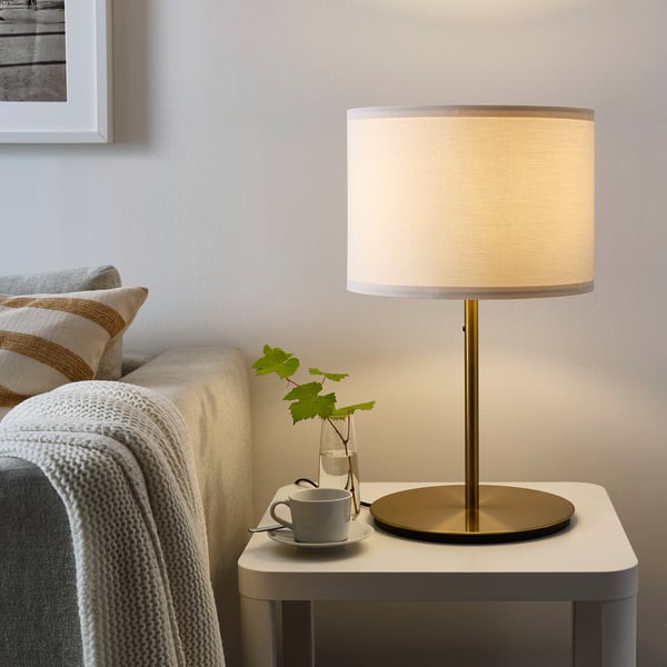 SKAFTET Table lamp base, brass-colour, 38 cm