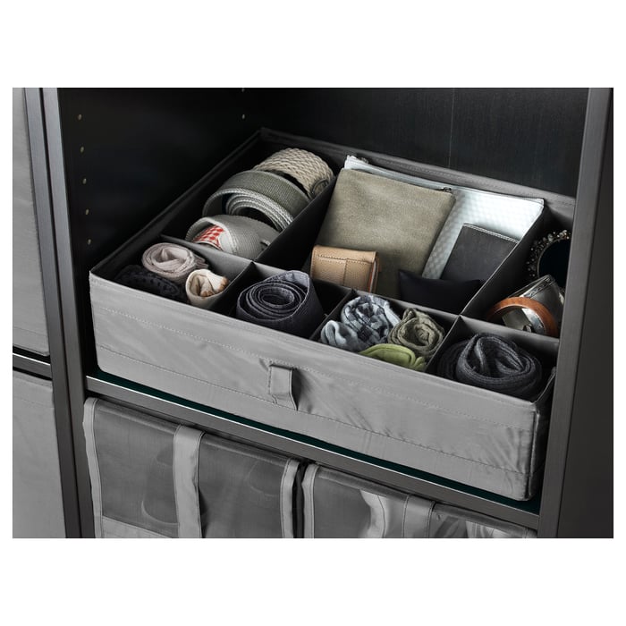 SKUBB box with compartments, dark grey, 44x34x11 cm - IKEA
