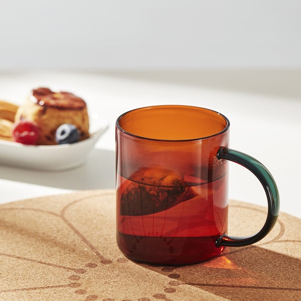 SKUGGSTUBB Mug, mixed colours brown/green, 41 cl