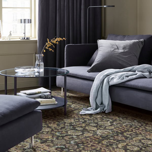 SKULDELEV Rug, low pile, dark grey, 160x240 cm