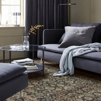 SKULDELEV Rug, low pile, dark grey, 160x240 cm