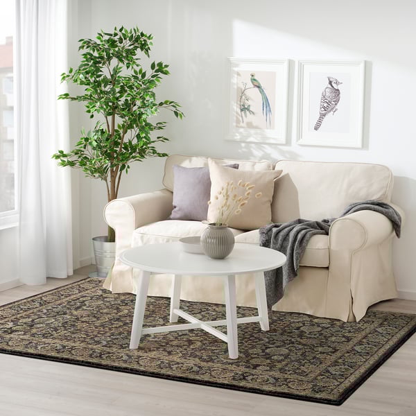 SKULDELEV Rug, low pile, dark grey, 160x240 cm