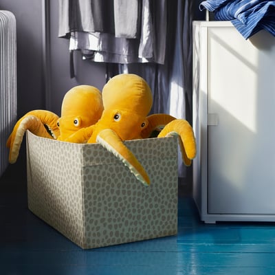 SLÄKT Box, beige, 55x33x33 cm