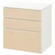 White and light wood small chest of drawers; 3 drawers; modern design.