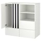 A white SMÅSTAD childrens storage unit with open shelves and drawers, designed for easy access and organisation.