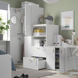SMÅSTAD / PLATSA Storage combination, white/blue, 180x57x181 cm