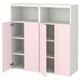 SMÅSTAD / PLATSA Storage combination, white/pale pink with 6 shelves, 120x42x123 cm