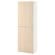 Ikea SMÅSTAD white and light wood tall wardrobe with double doors.