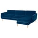 SMEDSTORP teal velvet l-shaped sofa with retro cone legs offers modern comfort and timeless style.
