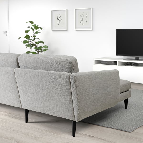SMEDSTORP 4-seat sofa with chaise longue, Viarp beige/brown/black