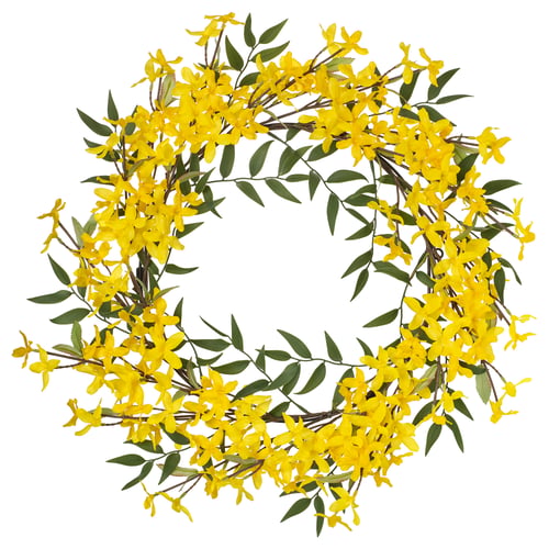 SMYCKA Artificial wreath, in/outdoor/forsythia yellow, 50 cm
