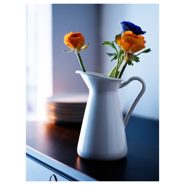SOCKERÄRT Vase/jug, white, 16 cm
