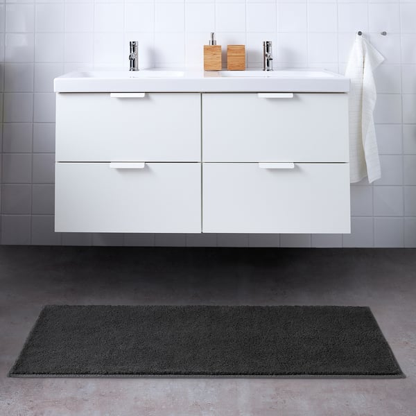 SÖDERSJÖN Bath mat, dark grey, 60x120 cm